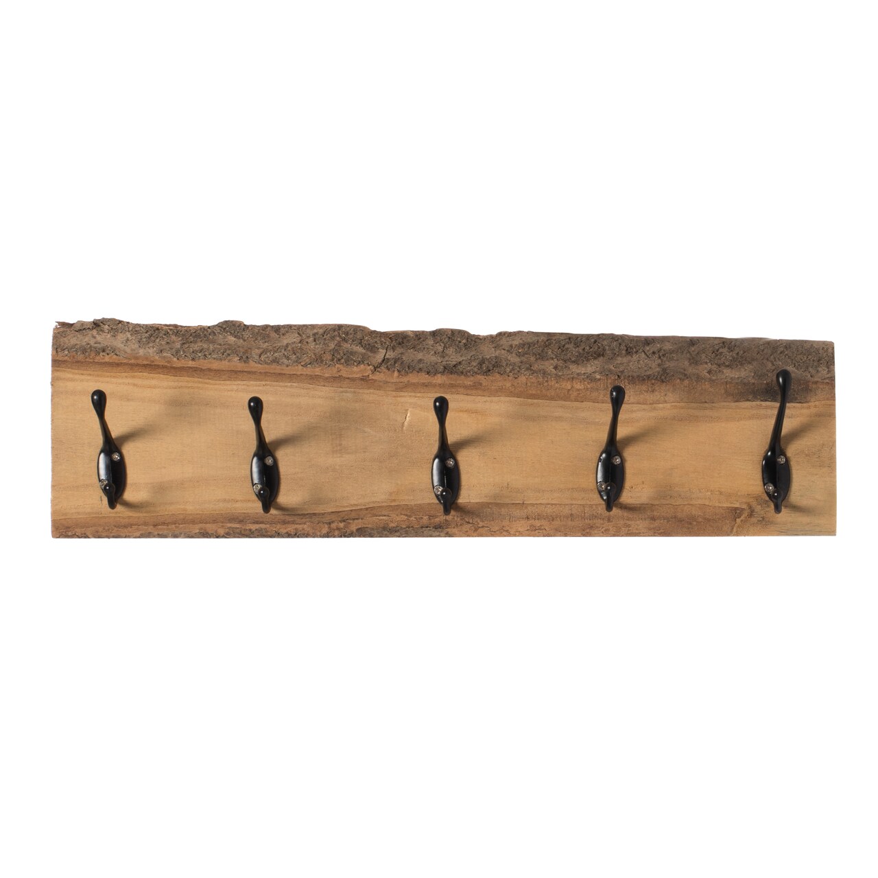 Natural Wood Clothes Hook Rack with Five Hooks for Entryway, Office, Bedroom, and Playroom